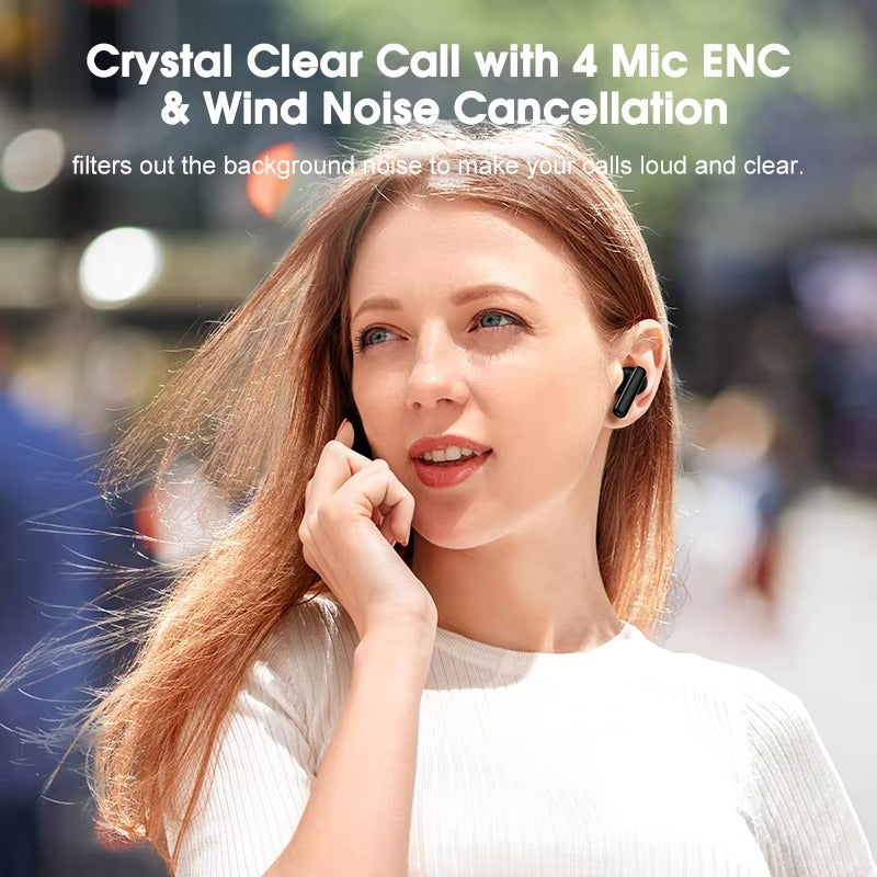 High-Quality ANC Bluetooth 5.3 Earbuds for iPhone – Headphones with 4 Mics, ENC Noise Reduction, Calling for Music & Work
