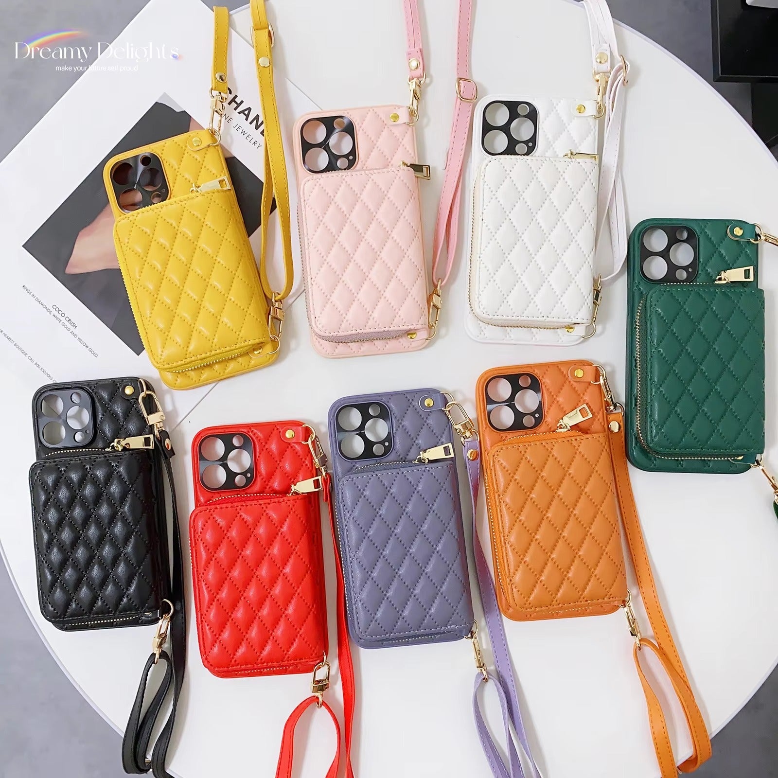 Premium Wallet Apple iPhone Case,Ultra Thin Magnetic Shockproof Full Cover Card Slots, and Crossbody Leather Strap