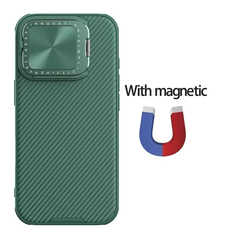 Premium Apple iPhone Case Ultra Thin Shockproof Magnetic Full All Around Protection Cover with Slide Camera Stand Bracket