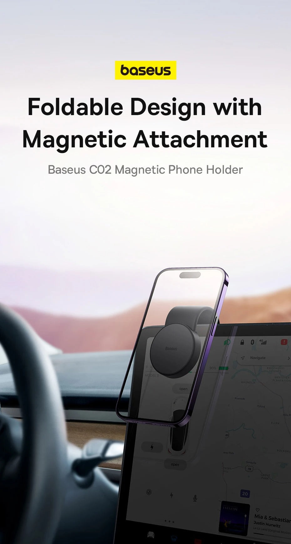 Robust Magnetic Car Phone Holder with 15W Wireless Charging – Foldable Dashboard Mount, Strong Grip, Universal for iPhone & Android, Mini Design