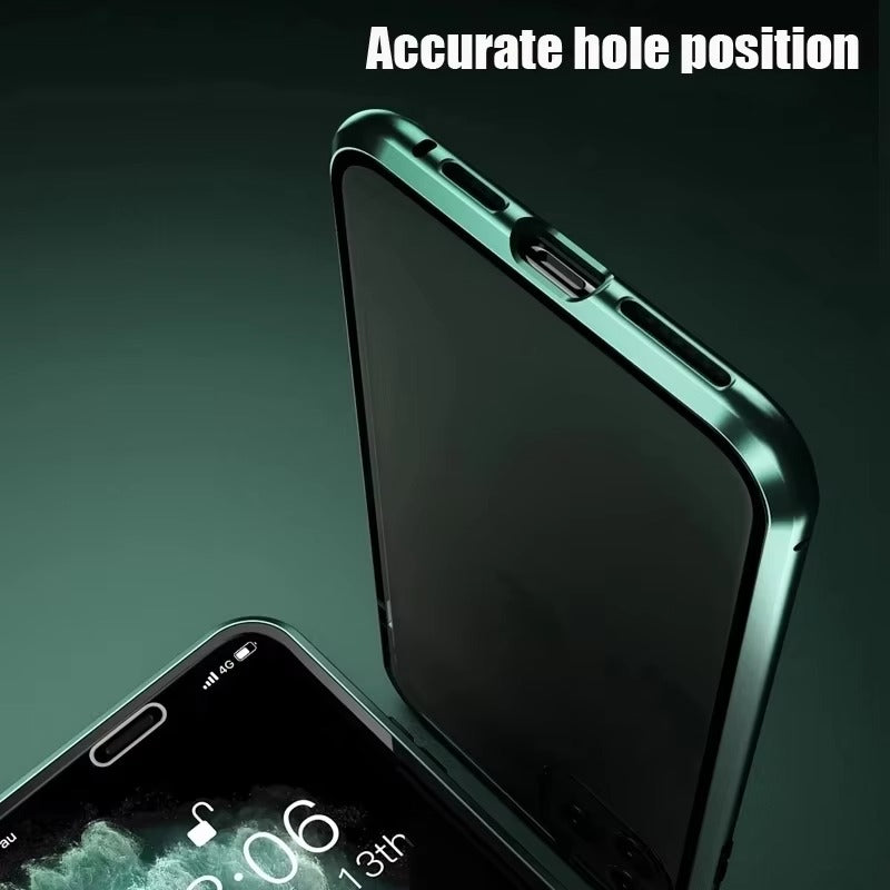 Premium Apple iPhone Case MagSafe Compatible, Camera Lens & Screen Protection Cover with Double Glass Snap Lock