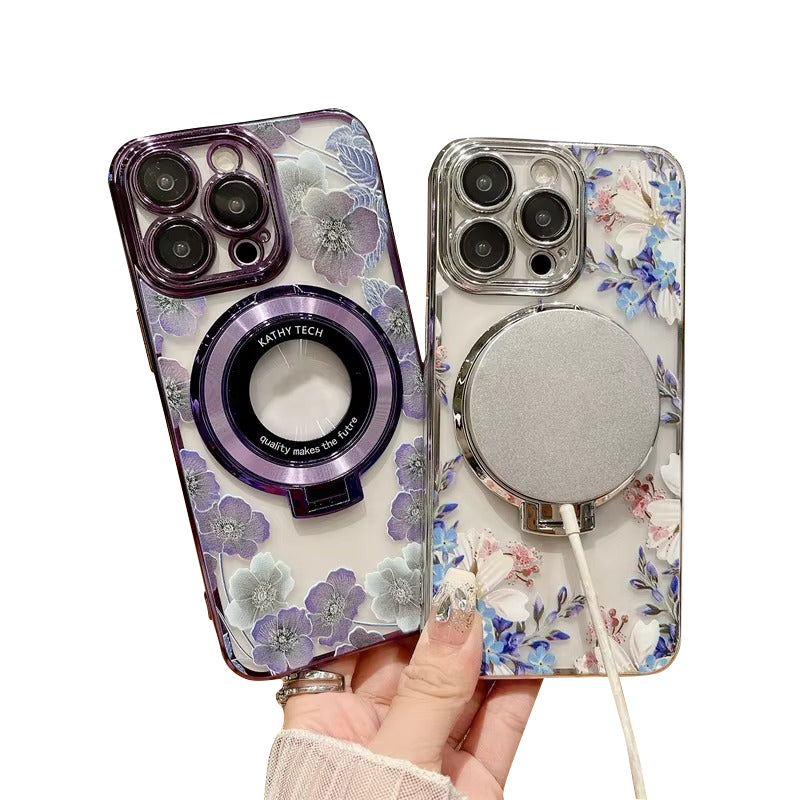 Premium Apple iPhone Case, MagSafe Compatible, Camera Lens and Screen Protection, Ultra Thin, Shockproof, Magnetic, Full All Around Protection, CD Flower Holder Cover