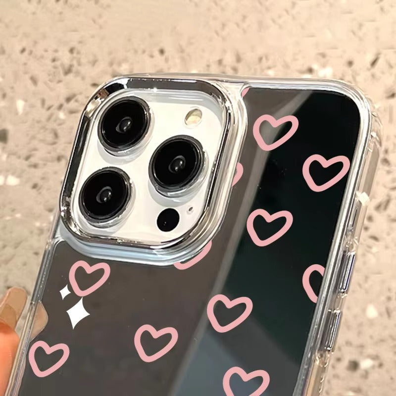 Luxury Apple iPhone Case, MagSafe Compatible, Camera Lens and Screen Protection, Ultra Thin, Shockproof, Magnetic, Full All Around Protection, Heart Mirror Soft Cover