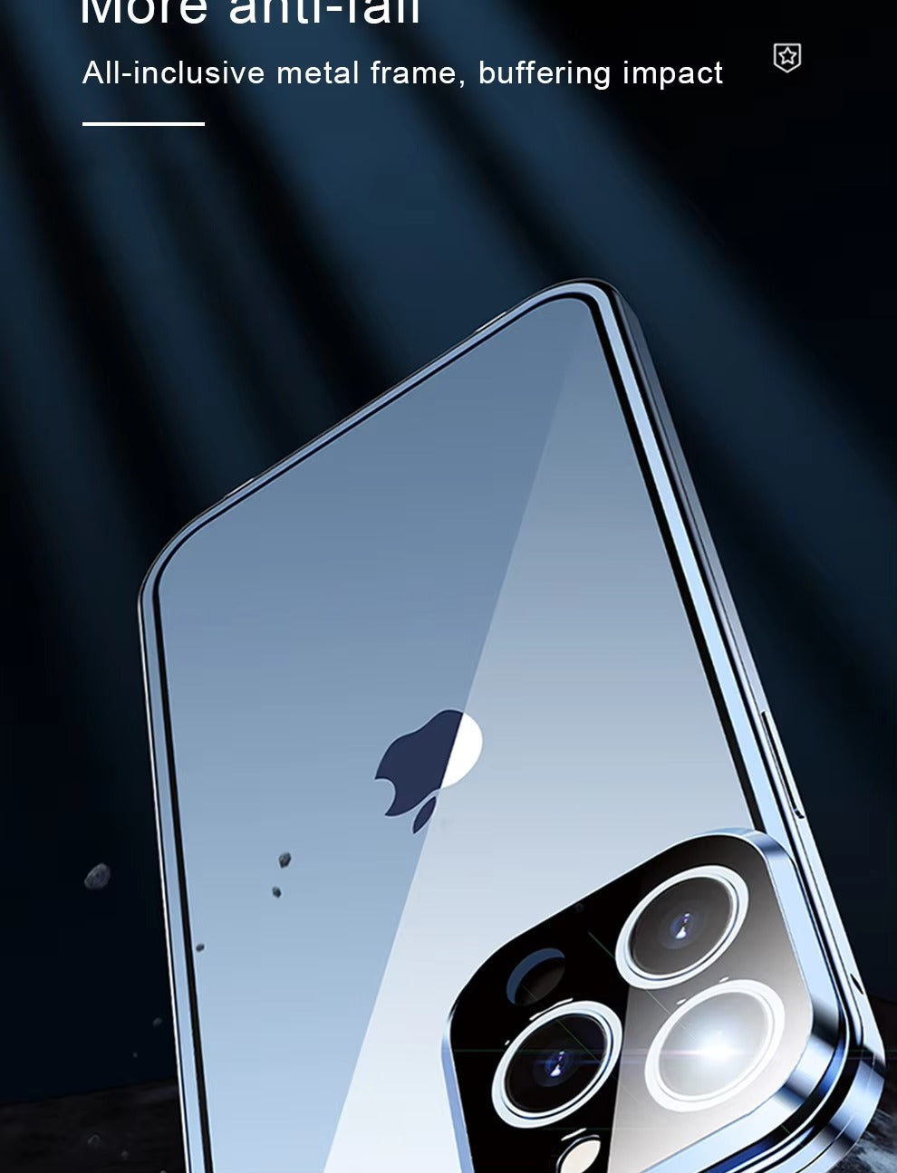 Luxury Apple iPhone Case MagSafe Compatible, Camera Lens & Screen Protection Cover with Double Glass Snap Lock Frame