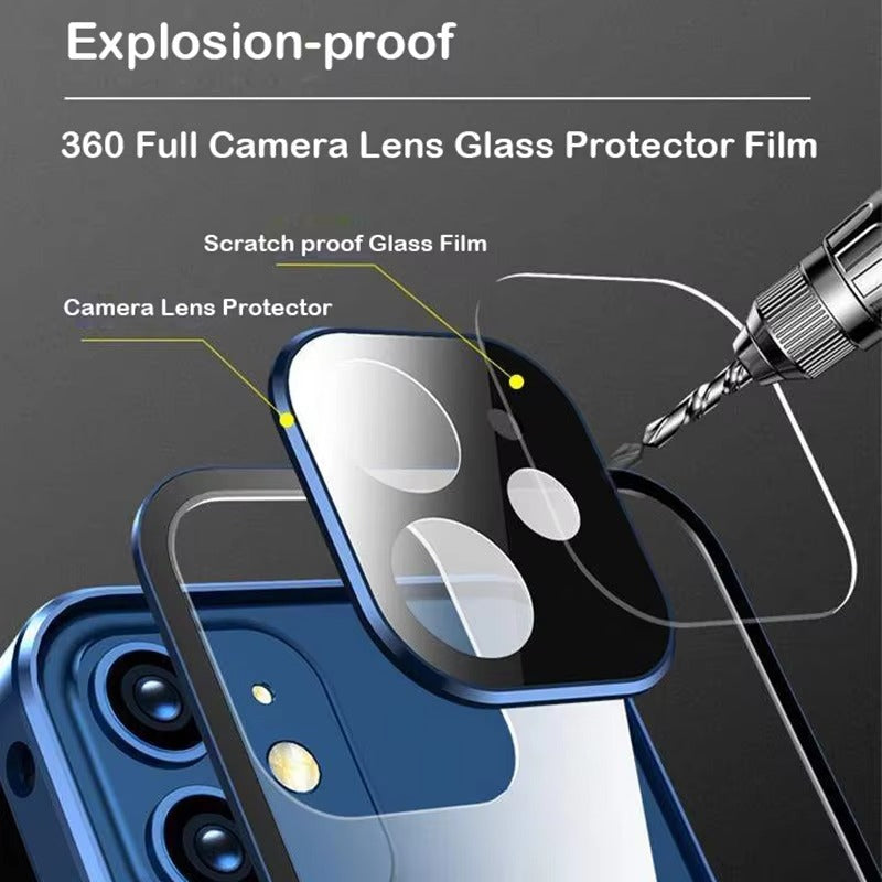 Luxury Apple iPhone Case MagSafe Compatible, Camera Lens & Screen Protection, Cover with Double-Sided Glass Design