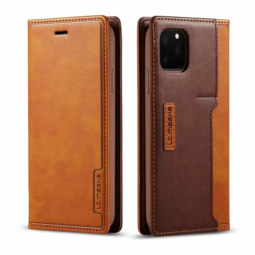 Premium Leather Flip iPhone Case, MagSafe Compatible, Ultra Thin Magnetic Shockproof Cover with Camera and Screen Protection