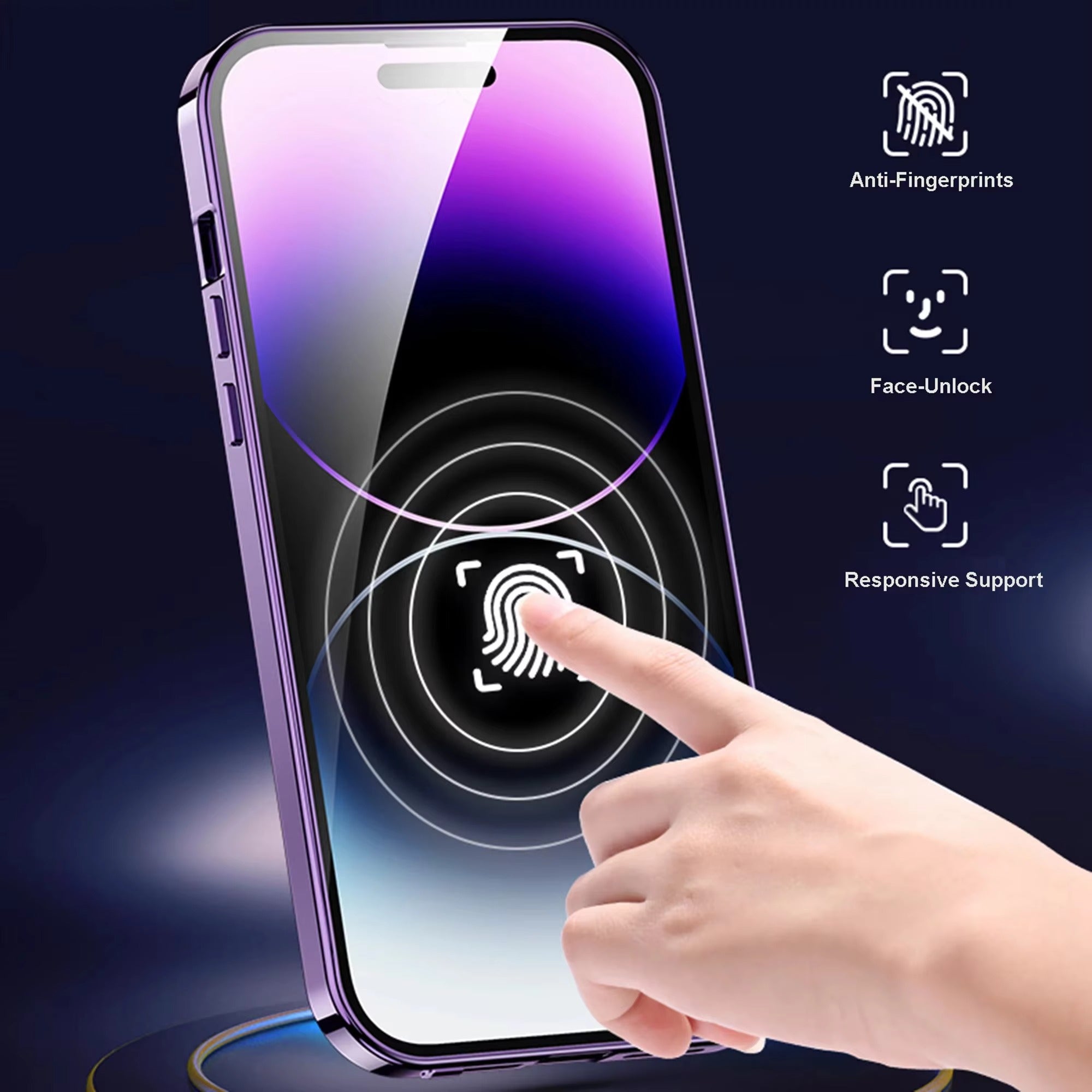 High Quality Apple iPhone Case Ultra Thin Shockproof Magnetic Full All Around Protection Cover with Frosted Glass Metal Lens