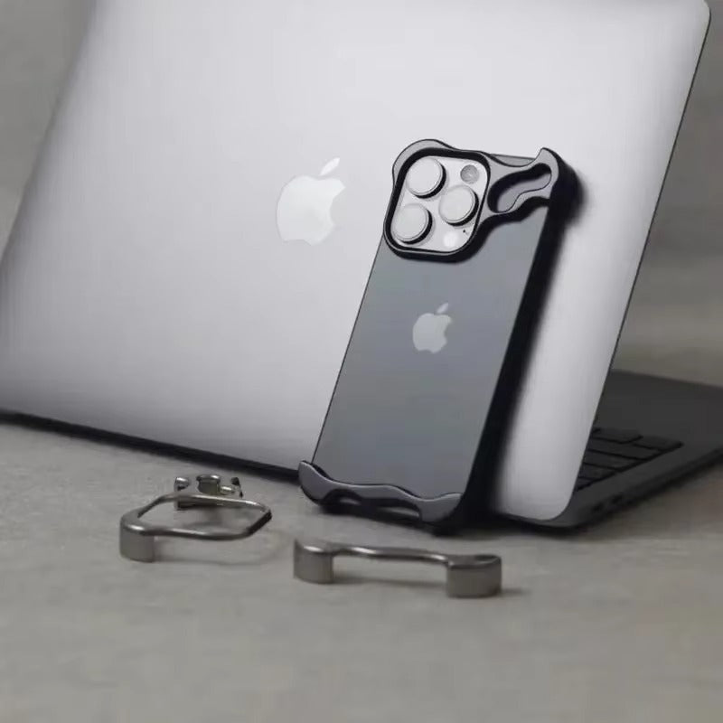 Luxury Metal Bumper Apple iPhone Case, MagSafe Compatible, Ultra Thin Magnetic Irregular Aluminum Frame and Lens Film Guard