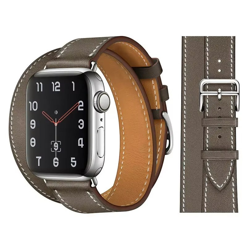 Luxury Genuine Leather Watch Band – Classic, Adjustable, Comfortable Strap for 40mm to 49mm Smartwatches, Men's and Women's