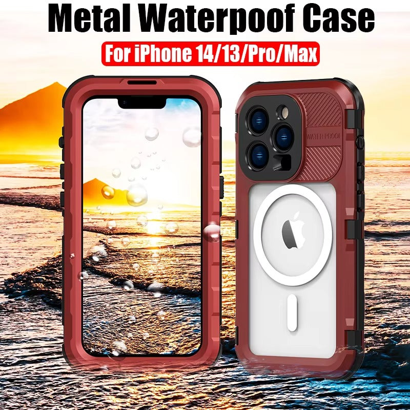 High Quality Apple iPhone Case MagSafe Compatible, Camera Lens & Screen Protection, Cover with IP68 Diving Armor Stand