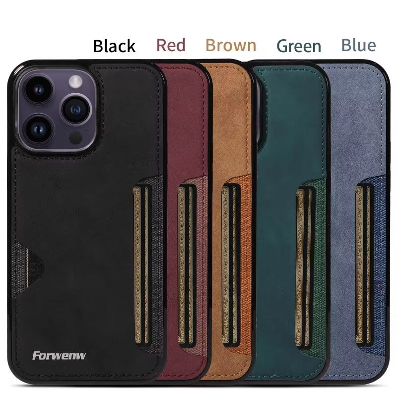 Luxury Apple iPhone Case, MagSafe Compatible, Camera Lens and Screen Protection, Ultra Thin, Shockproof, Magnetic, Full All Around Protection, Retro Leather Wallet Cover