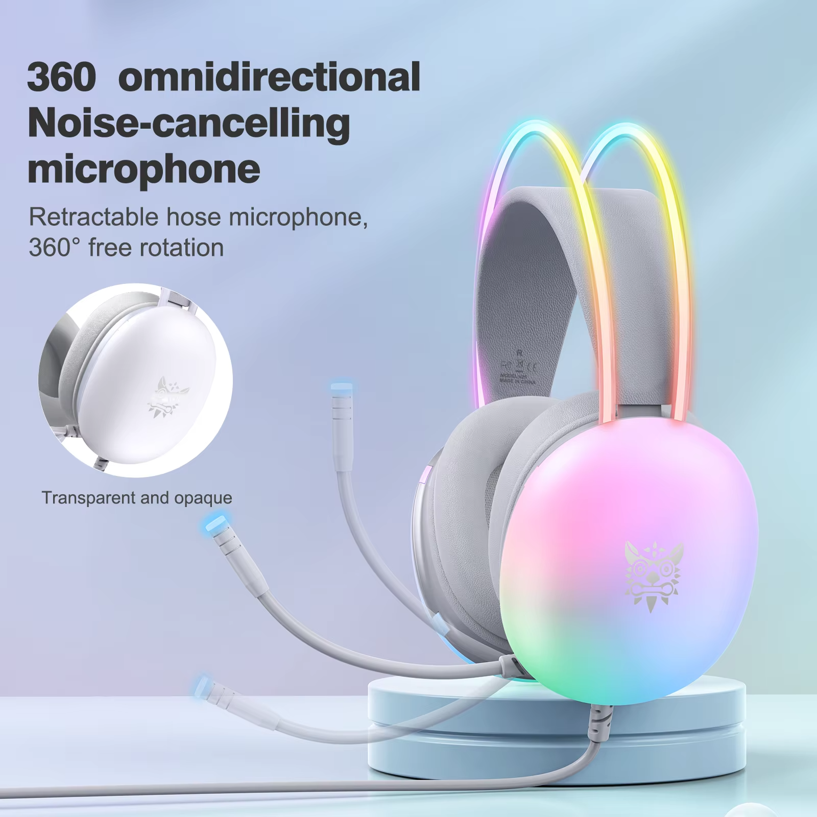 Premium, RGB Gaming Headset with Microphone Full RGB Lighting Comfortable Over-Ear Headphones for Apple Devices and PC Gamers