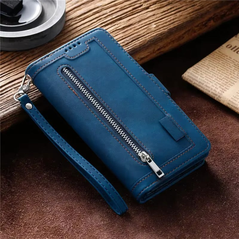 Luxury Leather Apple iPhone Case,Ultra Thin Magnetic Shockproof Full Protection Cover with Flip Wallet Design