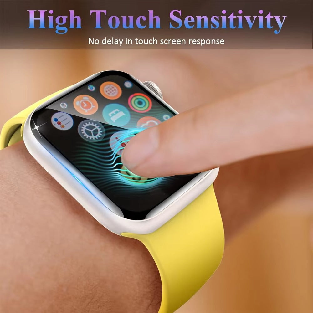 Premium 3D Full Cover Tempered Glass Screen Protector for Apple Watch – Anti-Fingerprint, Shockproof Case Bundle 38mm–49mm