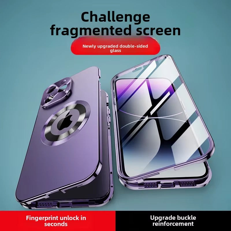 High Quality Apple iPhone Case Ultra Thin Shockproof Magnetic Full All Around Protection Cover with Frosted Glass Metal Lens