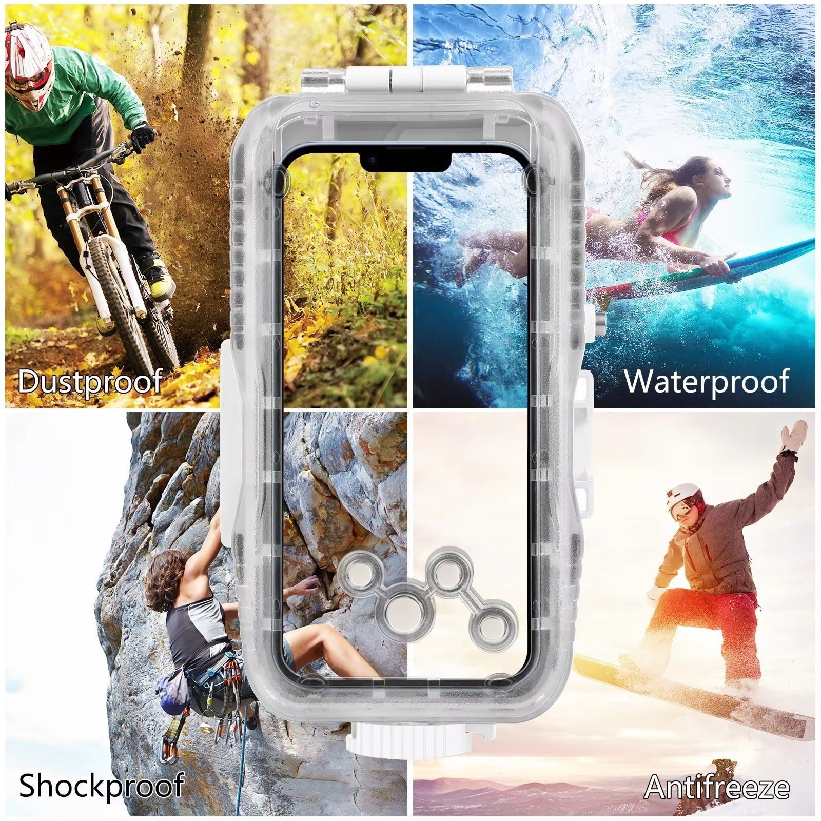 Robust Apple iPhone Case MagSafe Compatible, Camera Lens & Screen Protection, Ultra Thin Shockproof Magnetic Full All Around Protection Cover with 40m Waterproof Diving Housing