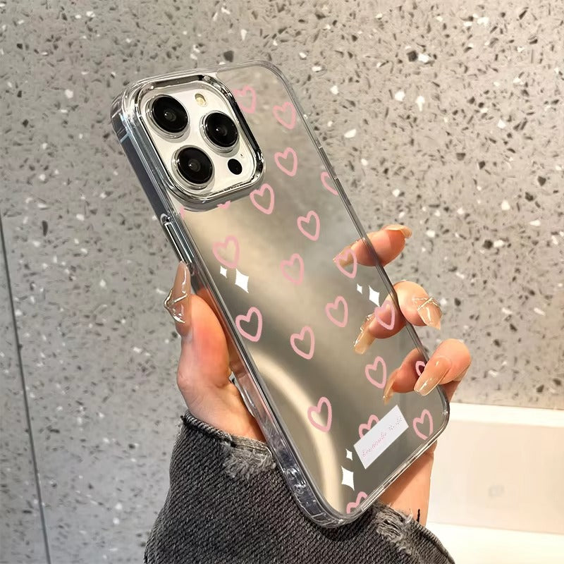 Luxury Apple iPhone Case, MagSafe Compatible, Camera Lens and Screen Protection, Ultra Thin, Shockproof, Magnetic, Full All Around Protection, Heart Mirror Soft Cover