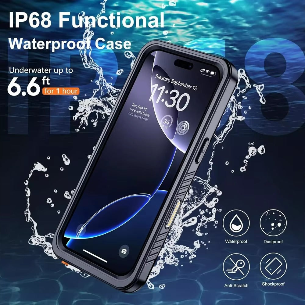 Luxury Apple iPhone Case MagSafe Compatible, Camera Lens & Screen Protection, Ultra Thin Shockproof Magnetic Full All Around Protection Cover with IP68 Metal Underwater Design