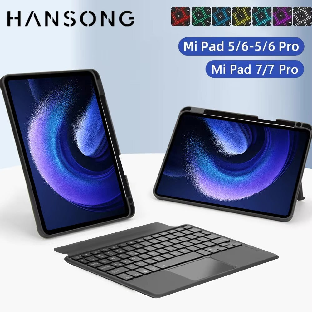 Premium Bluetooth Keyboard Case for Tablet – Magnetic Detachable Backlit Keyboard with Multi-Touch Trackpad, Type-C Fast Charging, Adjustable Angle & 360° Protection