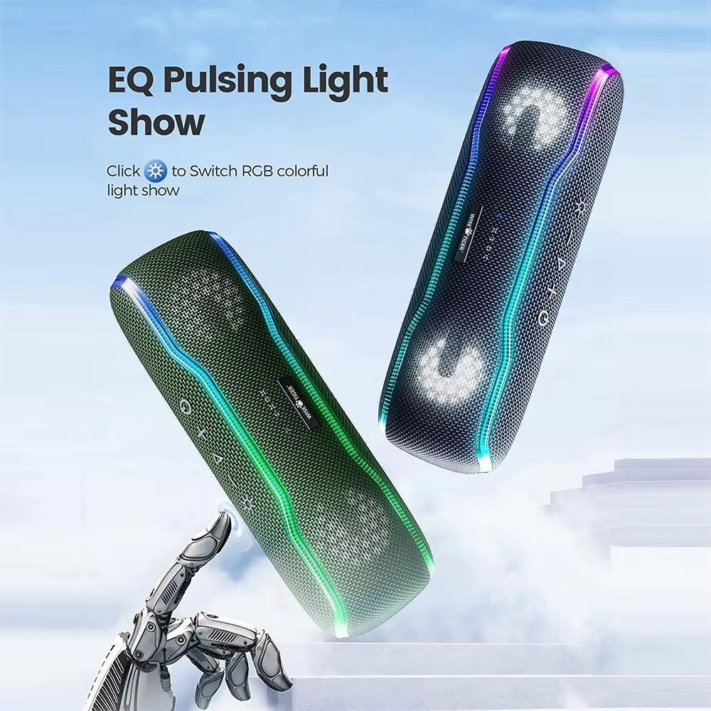 Premium Portable Bluetooth Speaker – IPX7 Waterproof Outdoor Sound Box with 25W Stereo Output, Colorful LED Lights, BT 5.3 Surround Sound System