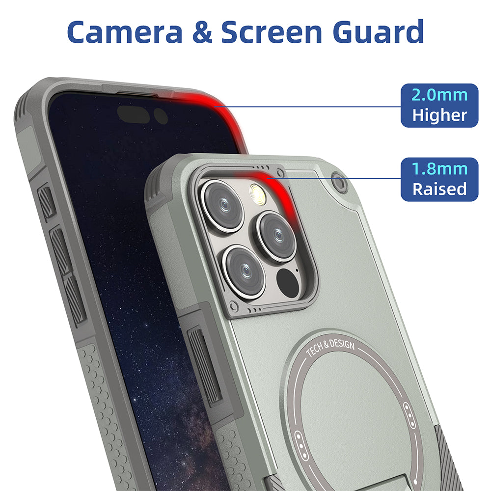 Deluxe Armor Stealth Bracket iPhone Case – Magnetic Super Fall Proof, Hard Shell with Lanyard, Protection for iPhone Models