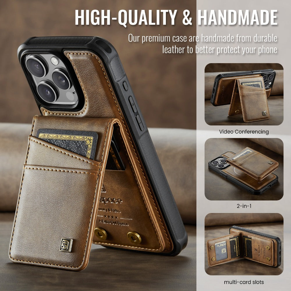 Luxury 2-in-1 Detachable Leather Flip Cover with Card Holder, Wrist Strap and Secure Magnetic Closure for Ultimate Protection