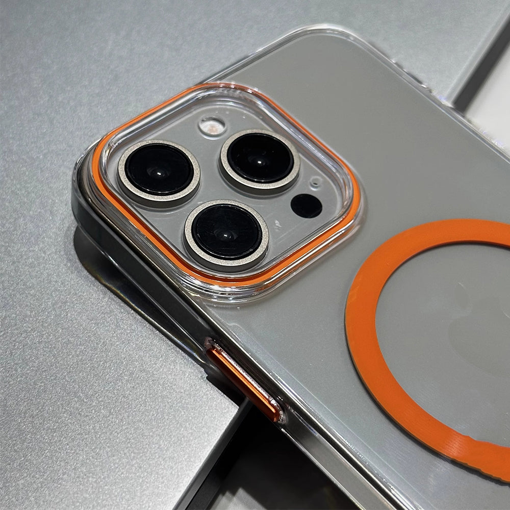 Luxury Titanium Gray Magnetic iPhone Case – Strong MagSafe Charging, Metal Buttons Sleek & Durable Protection Case for iPhone