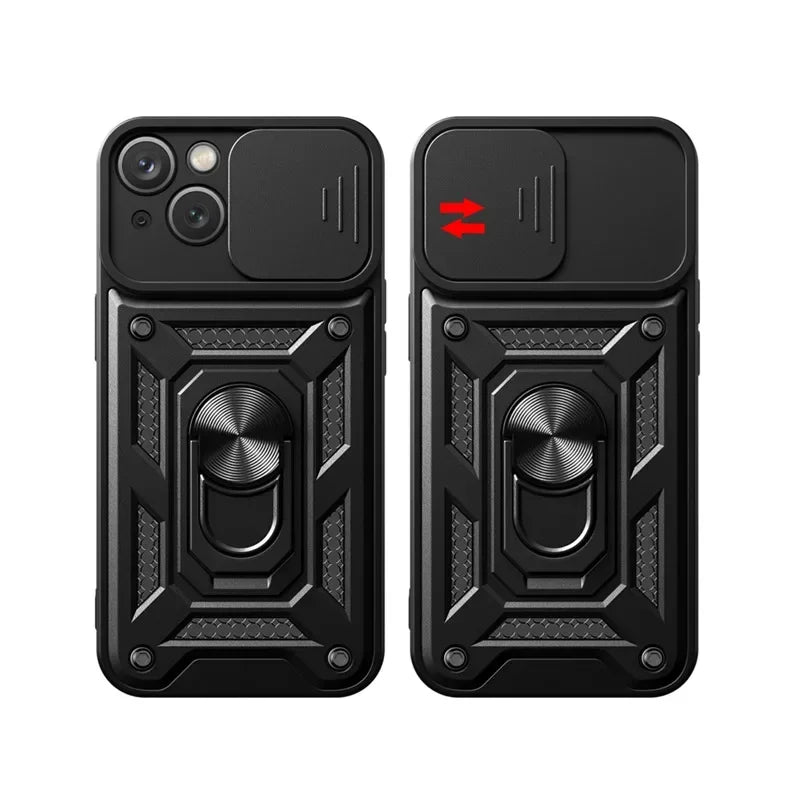 Shockproof Armor iPhone Case – Slide Camera Lens Protection, Rugged Full-Body Cover for iPhone Models