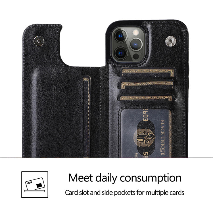 Luxury PU Leather Wallet iPhone Case – Kickstand, Card Holder Slots, Elegant Magnetic Closure for iPhone Models
