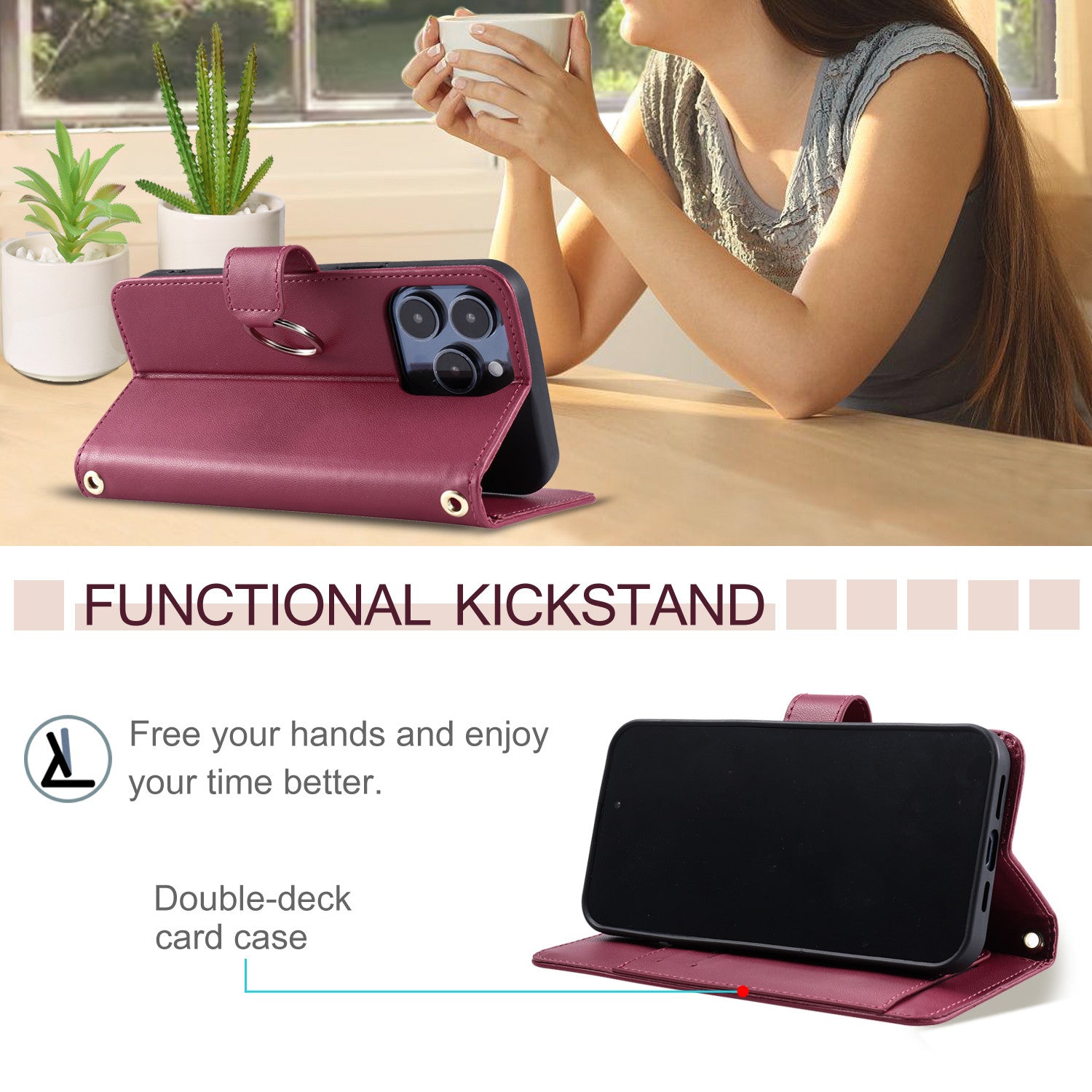 Luxury Leather Flip Phone Case – Premium Wallet, Bracket Protection, Elegant Cover with Card Slots, Durable & Functional