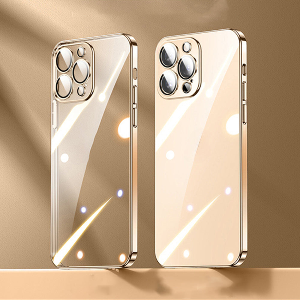 Luxury Plating Transparent Silicone Case – High Quality, Shockproof, Ultra Slim, HD Lens Protection, Durable Soft Cover,