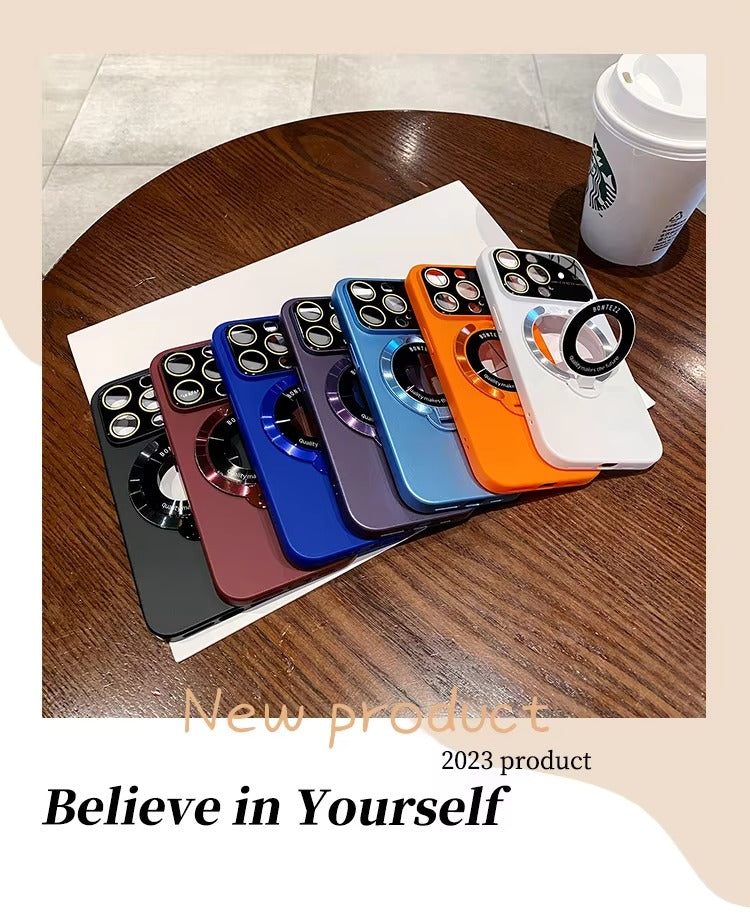High Quality Apple iPhone Case MagSafe Compatible, Camera Lens & Screen Protection, Cover with PC Shell & Stand Bracket