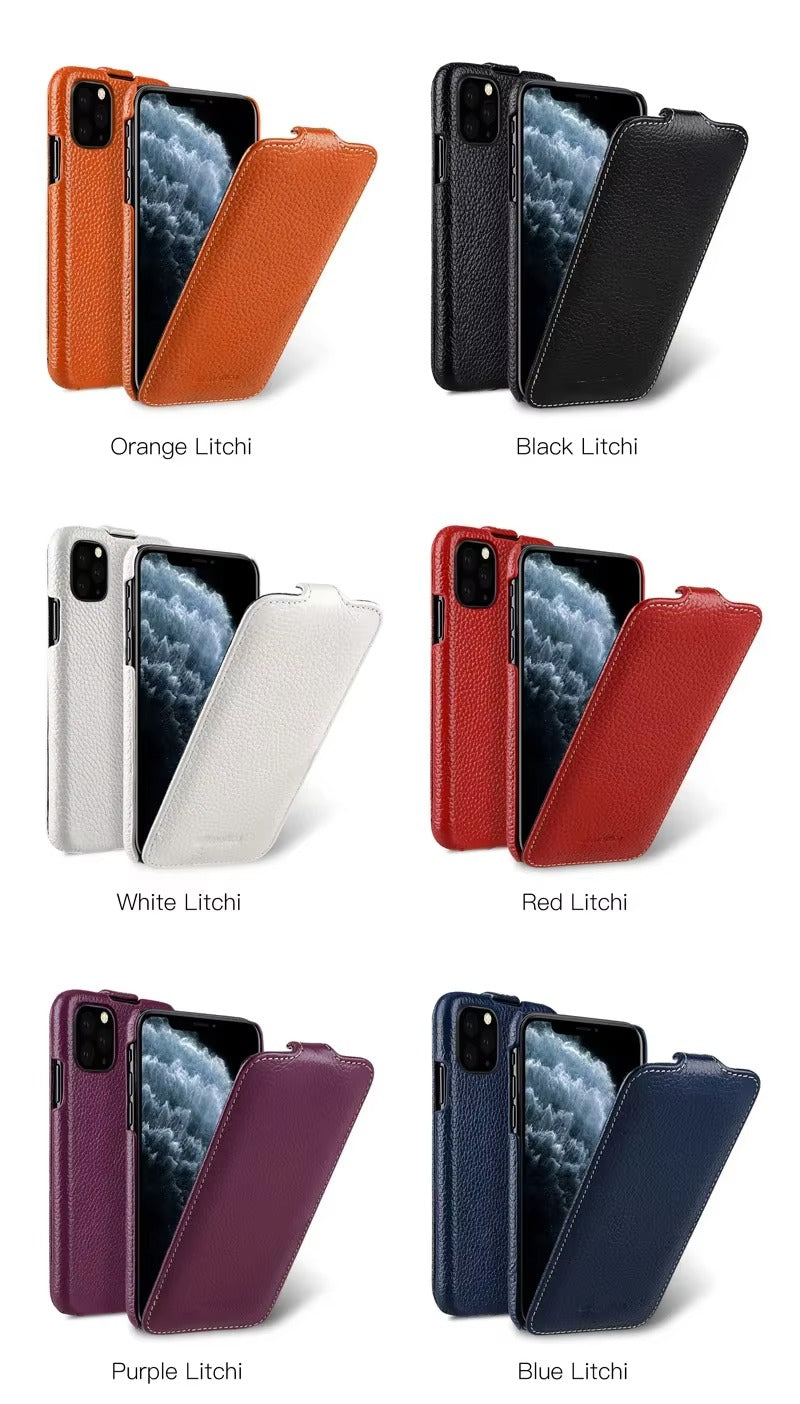 Premium Genuine Leather Flip iPhone Case – 100% Cowhide, Luxury Design, Stylish & Durable Protective Cover | Case for iPhone