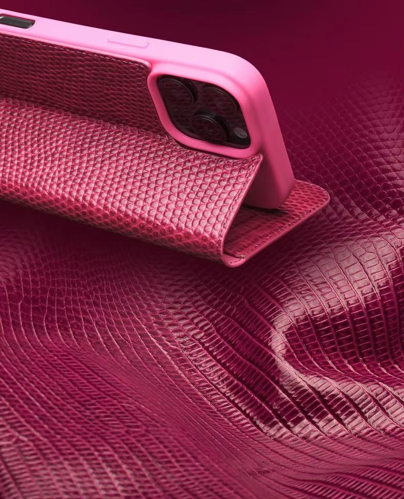 Premium Genuine Leather Flip iPhone Case – Cowhide, Crocodile Grain, Card Holder, Stylish & Durable Cover | Case for iPhone