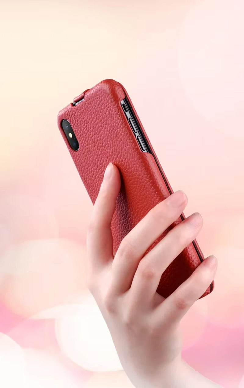 Premium Genuine Leather Flip iPhone Case – 100% Cowhide, Luxury Design, Stylish & Durable Protective Cover | Case for iPhone