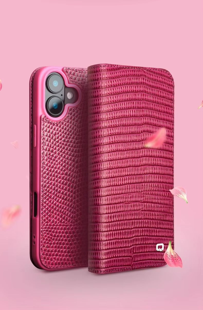 Premium Genuine Leather Flip iPhone Case – Cowhide, Crocodile Grain, Card Holder, Stylish & Durable Cover | Case for iPhone