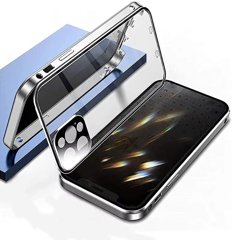 Luxury Apple iPhone Case, MagSafe Compatible, Camera Lens and Screen Protection, Ultra Thin, Shockproof, Magnetic, Full All Around Protection, Privacy Glass Snap Case
