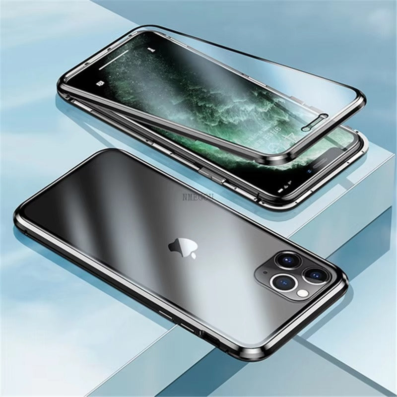 Robust Apple iPhone Case, MagSafe Compatible, Camera Lens and Screen Protection, Ultra Thin, Shockproof, Magnetic, Full All Around Protection, 360 Metal Glass Magnet Cover