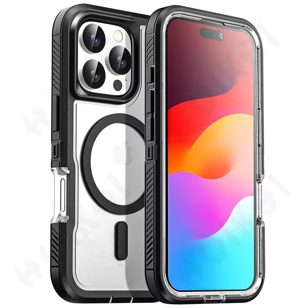 Premium Apple iPhone Case, MagSafe Compatible, Camera Lens and Screen Protection, Ultra Thin, Shockproof, Magnetic, Full All Around Protection, Heavy Duty Stand Cover