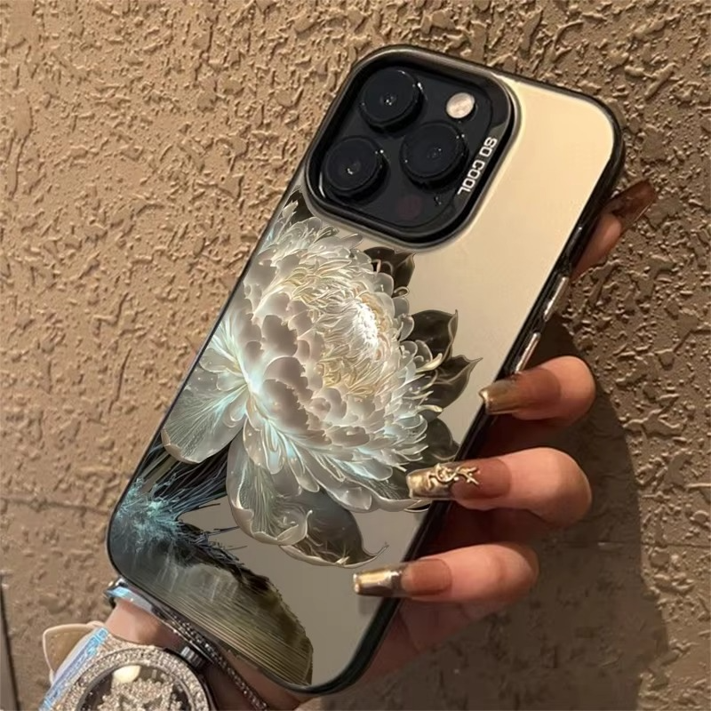 Luxury Apple iPhone Case, MagSafe Compatible, Camera Lens and Screen Protection, Ultra Thin, Shockproof, Magnetic, Full All Around Protection, Lotus Flower Plated Armor Cover