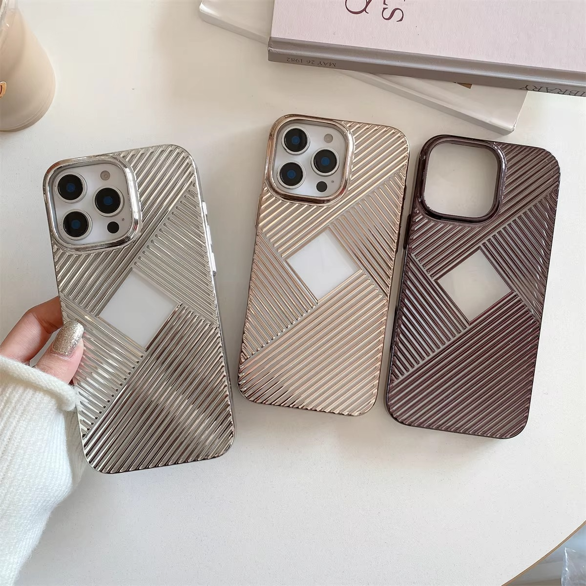 Luxury Apple iPhone Case, MagSafe Compatible, Camera Lens and Screen Protection, Ultra Thin, Shockproof, Magnetic, Full All Around Protection, Geometric Clear Bumper Cover