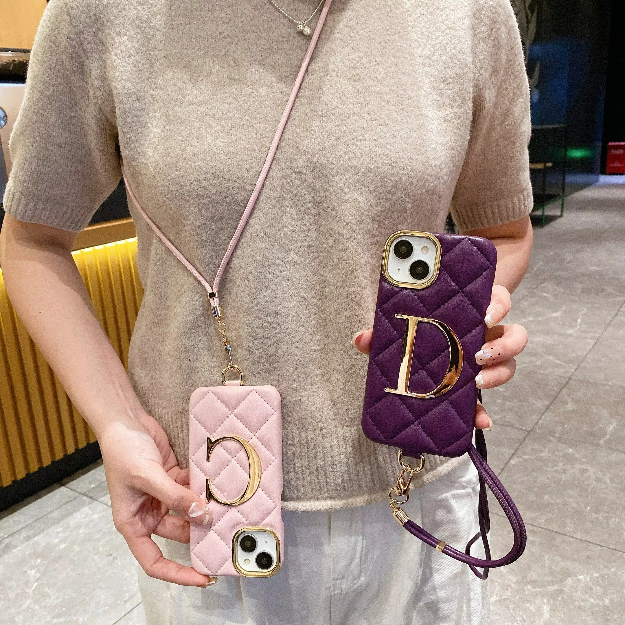 Luxury Apple iPhone Case, MagSafe Compatible, Camera Lens and Screen Protection, Ultra Thin, Shockproof, Magnetic, Full All Around Protection, Leather Name Lanyard Cover