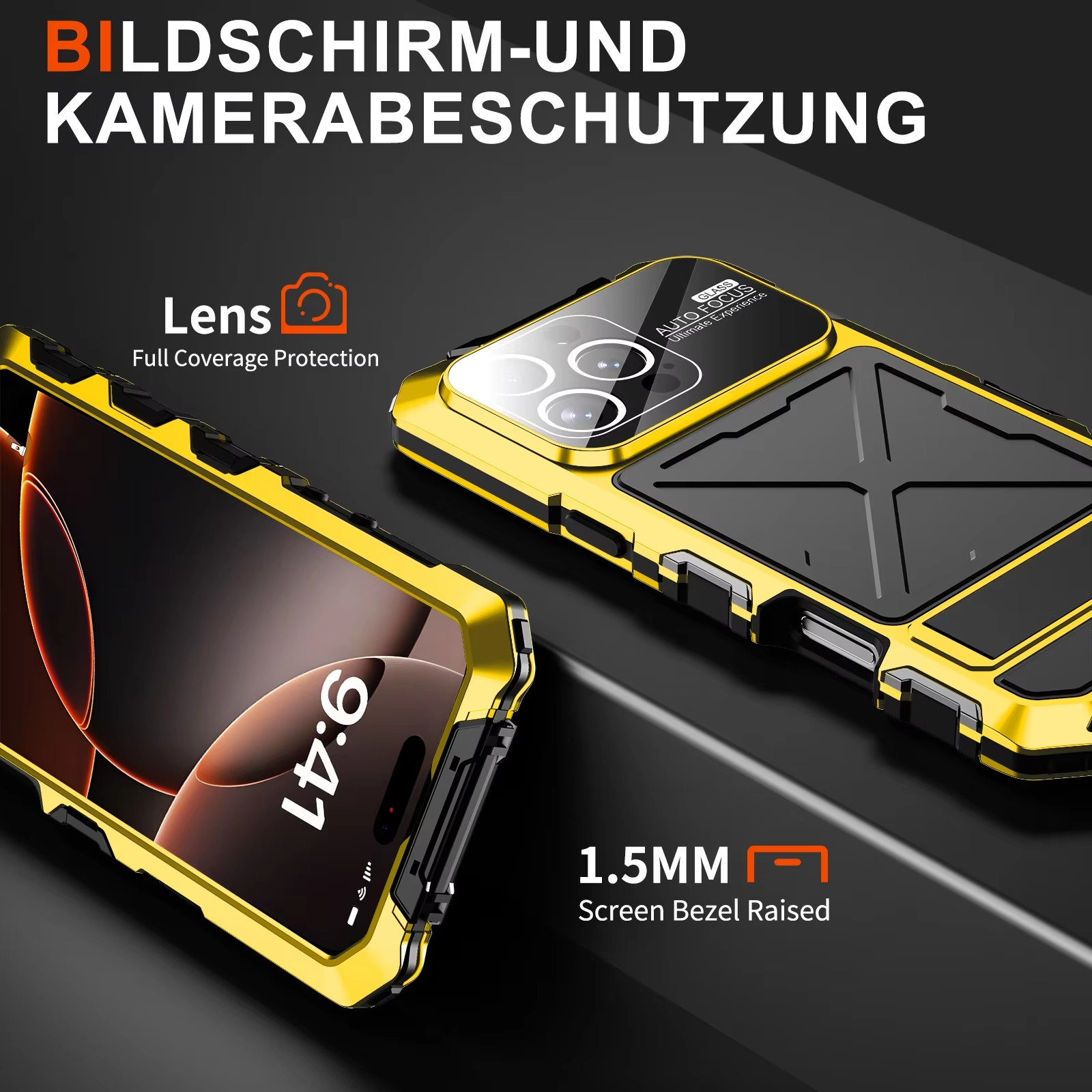 Robust Apple iPhone Case, MagSafe Compatible, Camera Lens and Screen Protection, Ultra Thin, Shockproof, Magnetic, Full All Around Protection, 360 Metal Lock Glass Cover