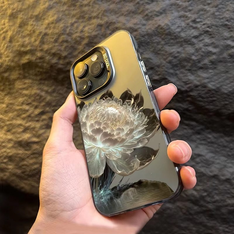 Luxury Apple iPhone Case, MagSafe Compatible, Camera Lens and Screen Protection, Ultra Thin, Shockproof, Magnetic, Full All Around Protection, Lotus Flower Plated Armor Cover