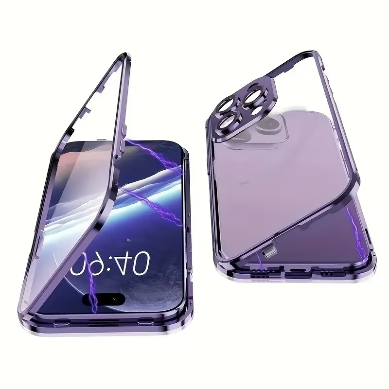 Luxury Apple iPhone Case, MagSafe Compatible, Camera Lens and Screen Protection, Ultra Thin, Shockproof, Magnetic, Full All Around Protection, Privacy Glass Snap Case