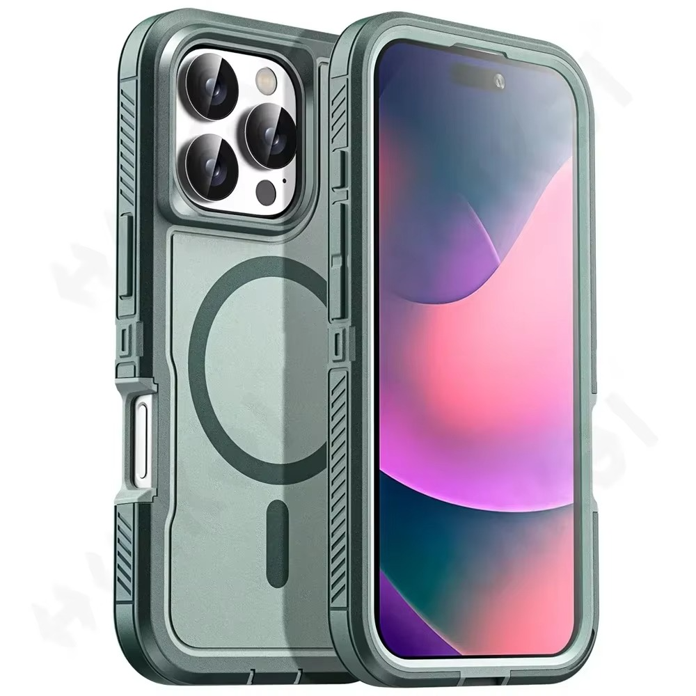 Premium Apple iPhone Case, MagSafe Compatible, Camera Lens and Screen Protection, Ultra Thin, Shockproof, Magnetic, Full All Around Protection, Heavy Duty Stand Cover