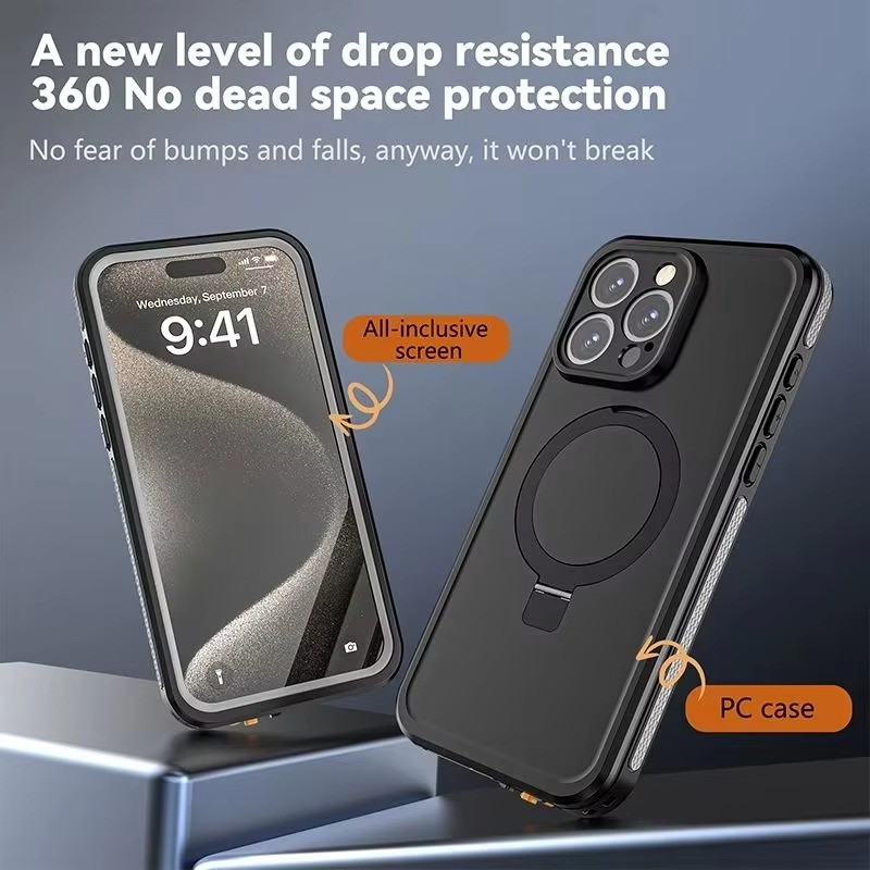 Robust Apple iPhone Case, MagSafe Compatible, Camera Lens and Screen Protection, Ultra Thin, Shockproof, Magnetic, Full All Around Protection, IP68 Waterproof Sports Cover