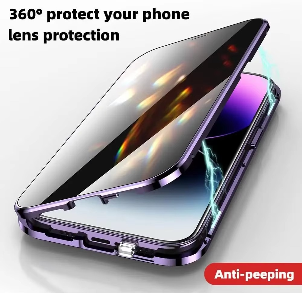 Premium Apple iPhone Case, MagSafe Compatible, Camera Lens and Screen Protection, Ultra Thin, Shockproof, Magnetic, Full All Around Protection, Double-Sided Privacy Cover