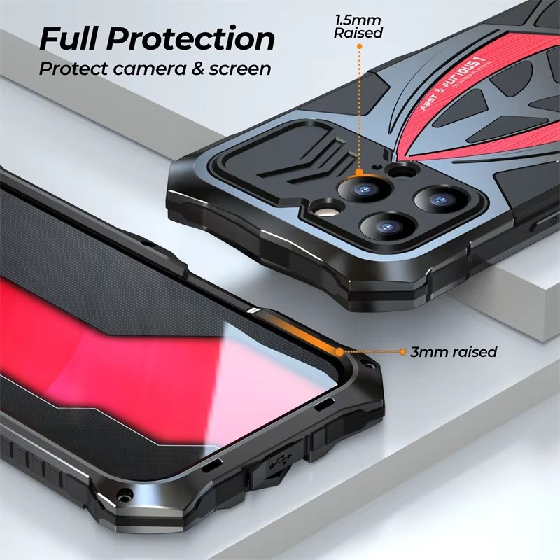 Robust Apple iPhone Case, MagSafe Compatible, Camera Lens and Screen Protection, Ultra Thin, Shockproof, Magnetic, Full All Around Protection, Heavy Armor Metal Cover