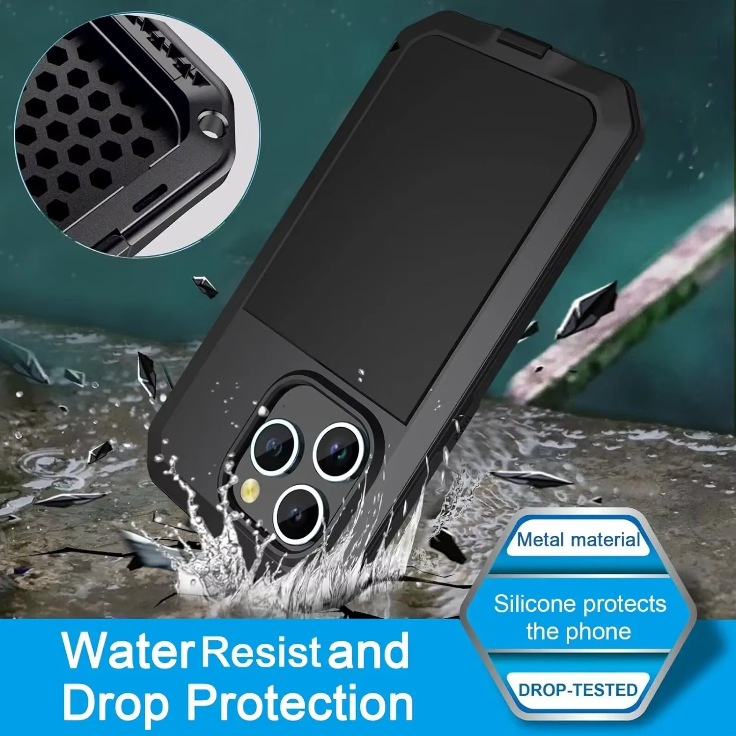 Premium Apple iPhone Case, MagSafe Compatible, Camera Lens and Screen Protection, Ultra Thin, Shockproof, Magnetic, Full All Around Protection, Full Metal Protective Case